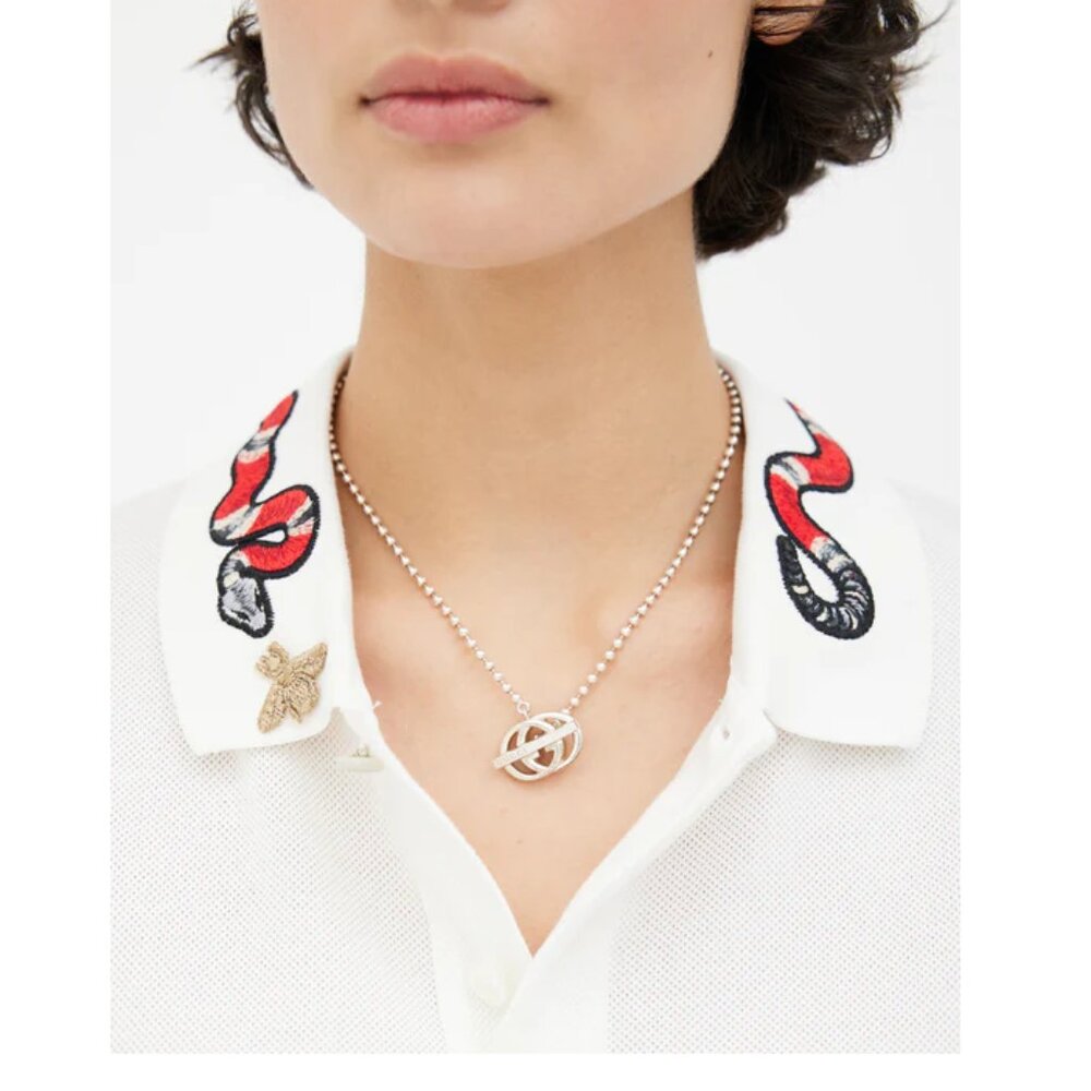 GUCCI Sterling Silver Britt Double G Toggle Necklace - Picture 11 of 13
